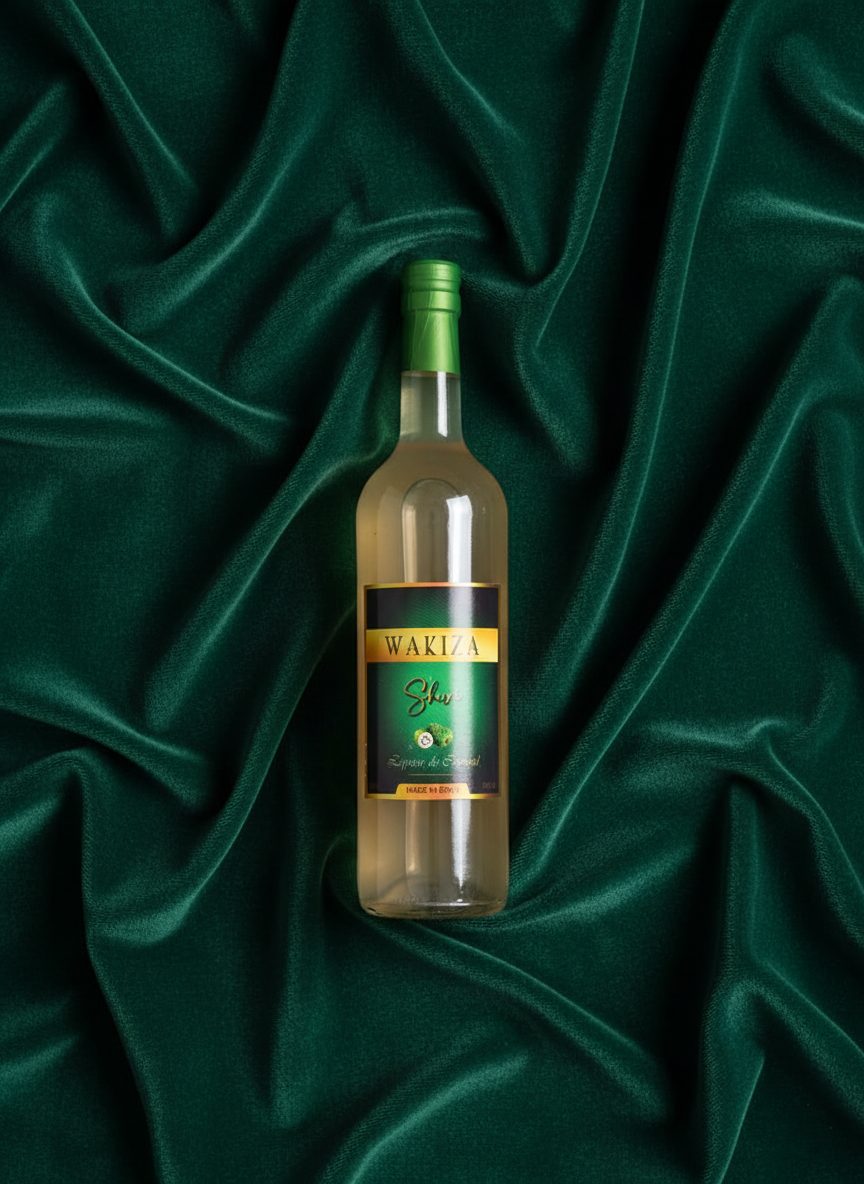 Bouteille WAKIZA SHURI sur velours vert
